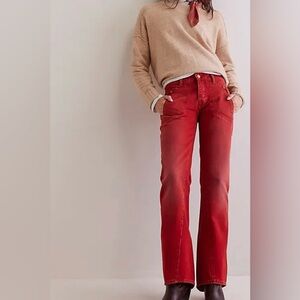 FREE PEOPLE We The Free Carnivale Bootcut Jeans - Hot Tamale